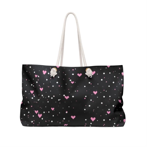 Polka Dot and Heart Weekender Bag - Image 2