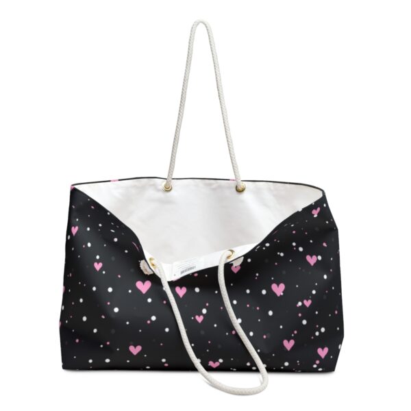 Polka Dot and Heart Weekender Bag - Image 3