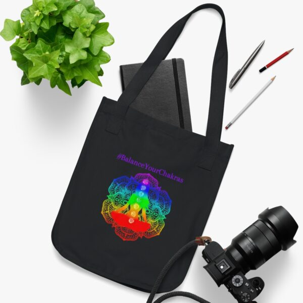 #BalanceYourChakras Organic Canvas Tote Bag - Image 3